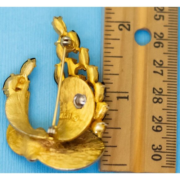 Vintage Gold Tone Intricate Rhinestone Bouquet Brooch by BSK - N32 - Picture 3 of 3